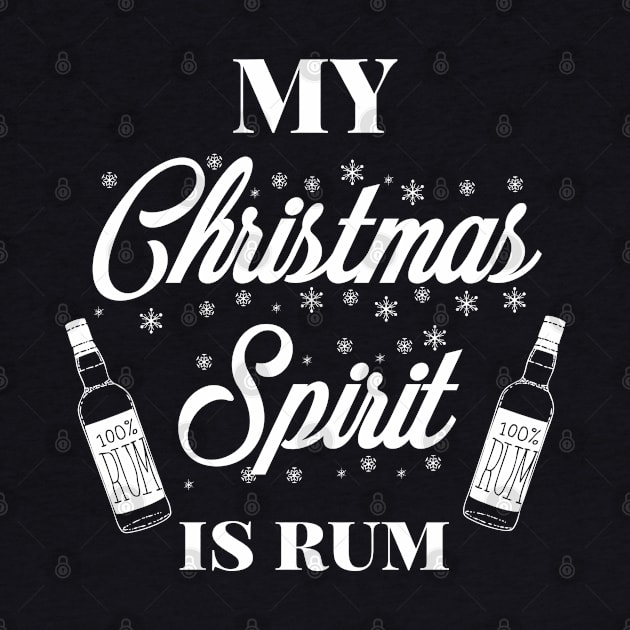 My Christmas spirit is rum, Funny Christmas pun, Alcohol holiday humour by ArtfulTat